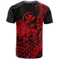 Hawaii Turtle With Hibiscus Tribal Red T Shirt LT12 - Polynesian Pride