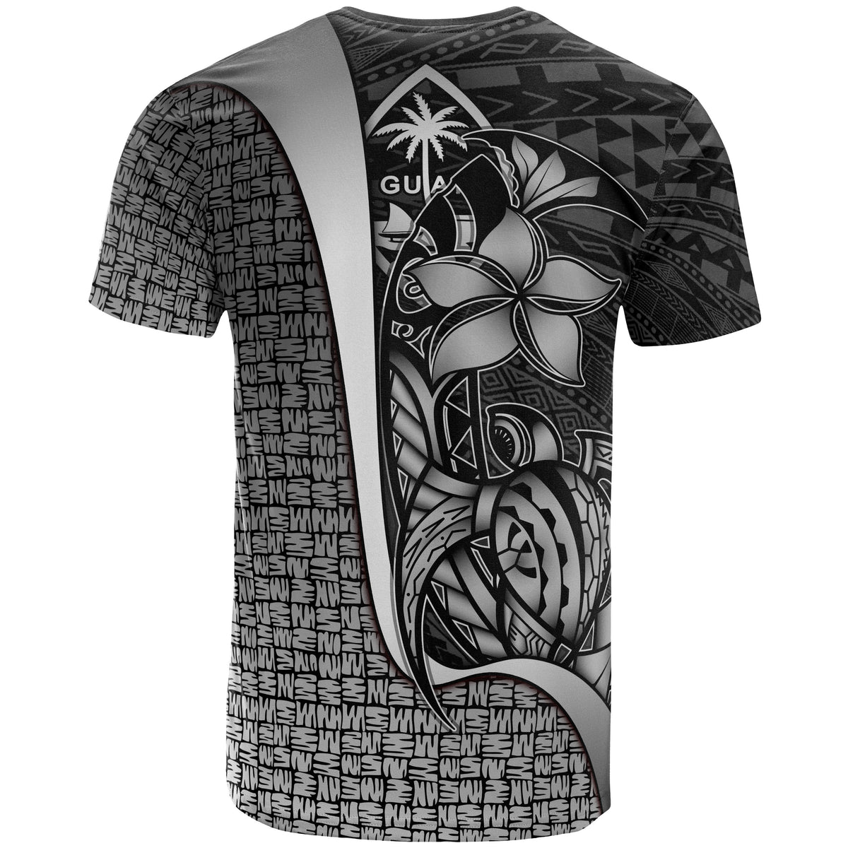 Guam Polynesian T Shirt White Turtle with Hook - Polynesian Pride