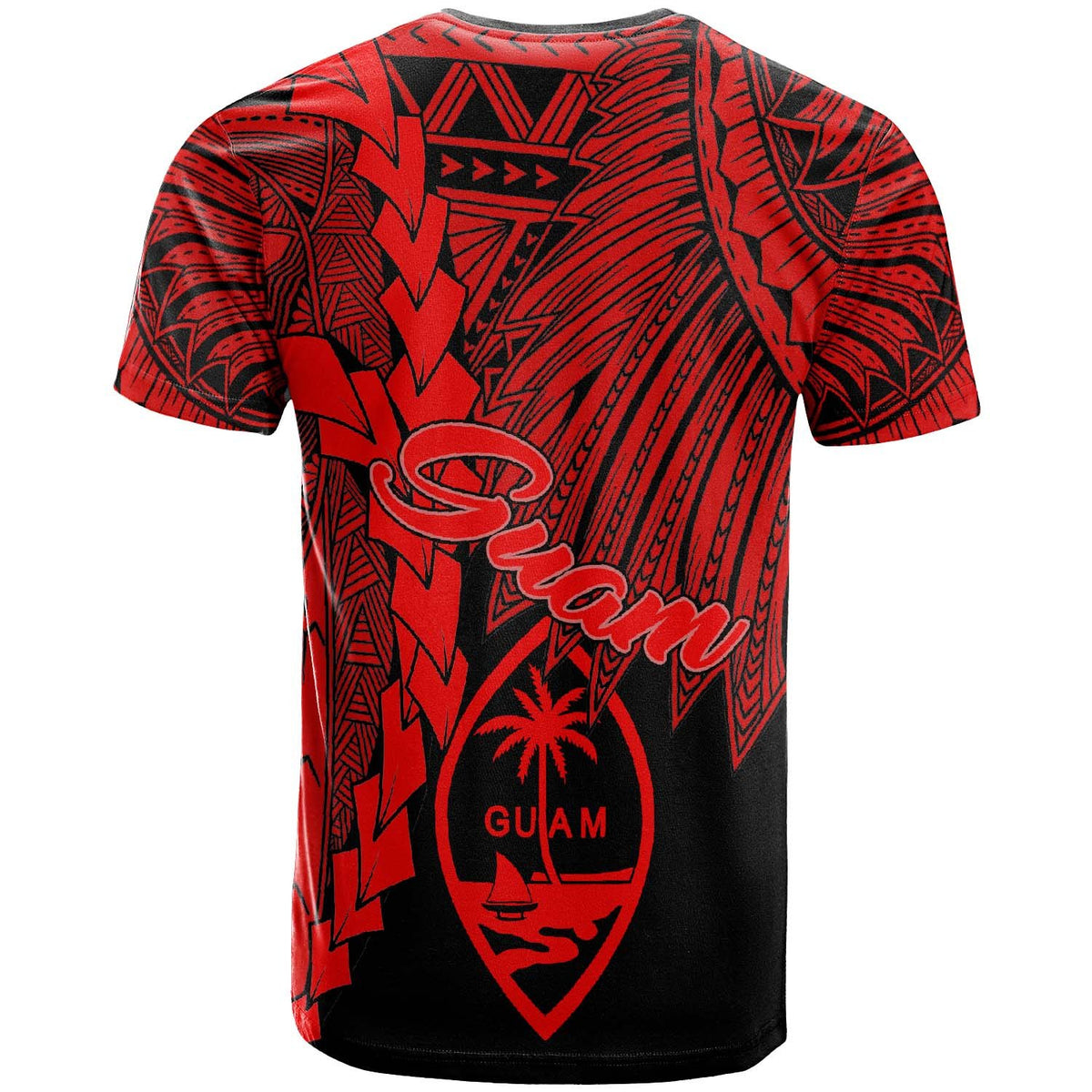 Guam Polynesian Custom T Shirt Tribal Wave Tattoo Red - Polynesian Pride