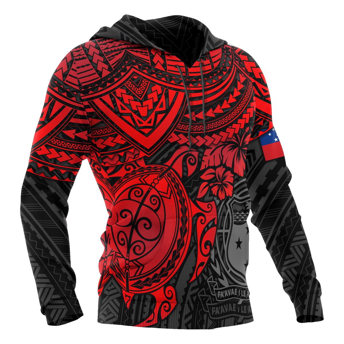 Samoa Polynesian Hoodie Red Turtle - Polynesian Pride