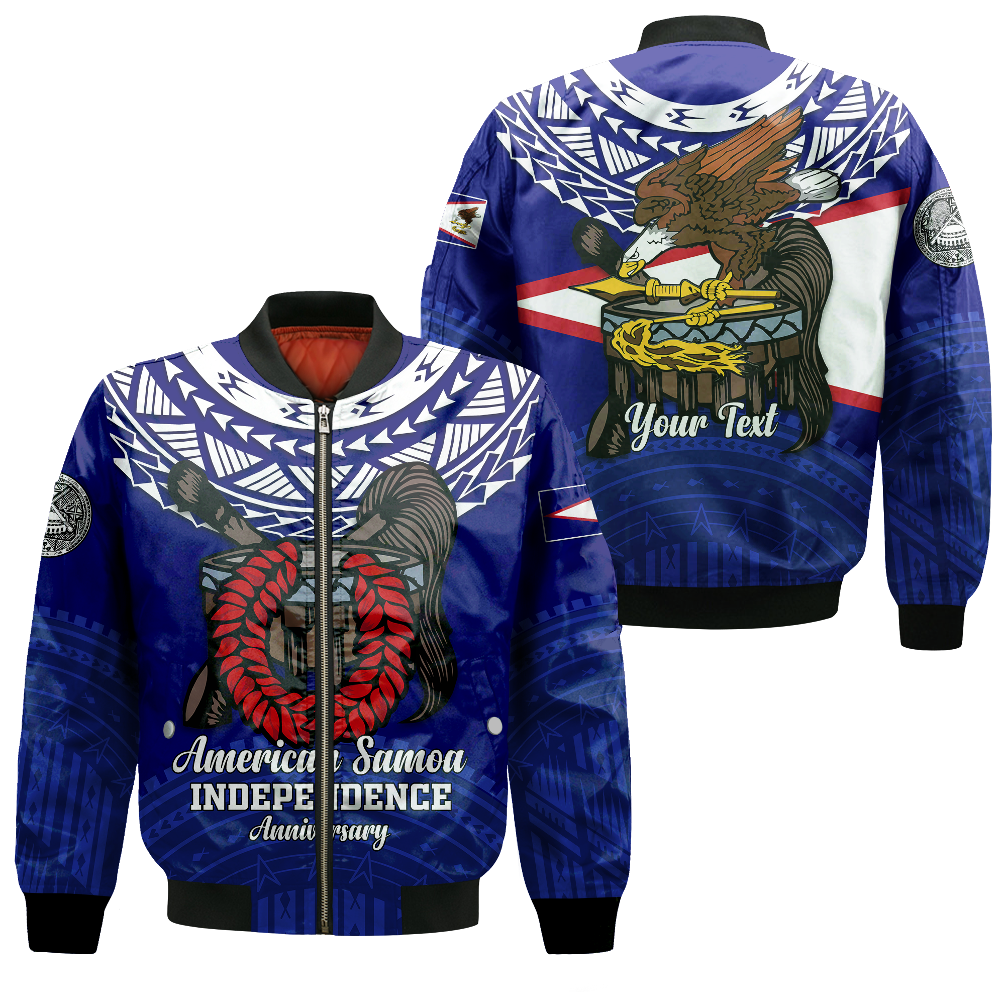 Custom American Samoa Independence Anniversary Pride Bomber Jacket - LT12 Bomber Jacket Blue - Polynesian Pride