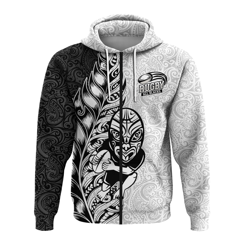 New Zealand Maori All Black Rugby Hoodie LT2 - Polynesian Pride