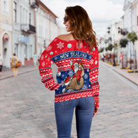 New Zealand Maori Meri Kirihimete Women Off Shoulder Sweater - LT2 - Polynesian Pride