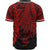 Niue Polynesian Custom Personalised Baseball Shirt - Tribal Wave Tattoo Red - Polynesian Pride