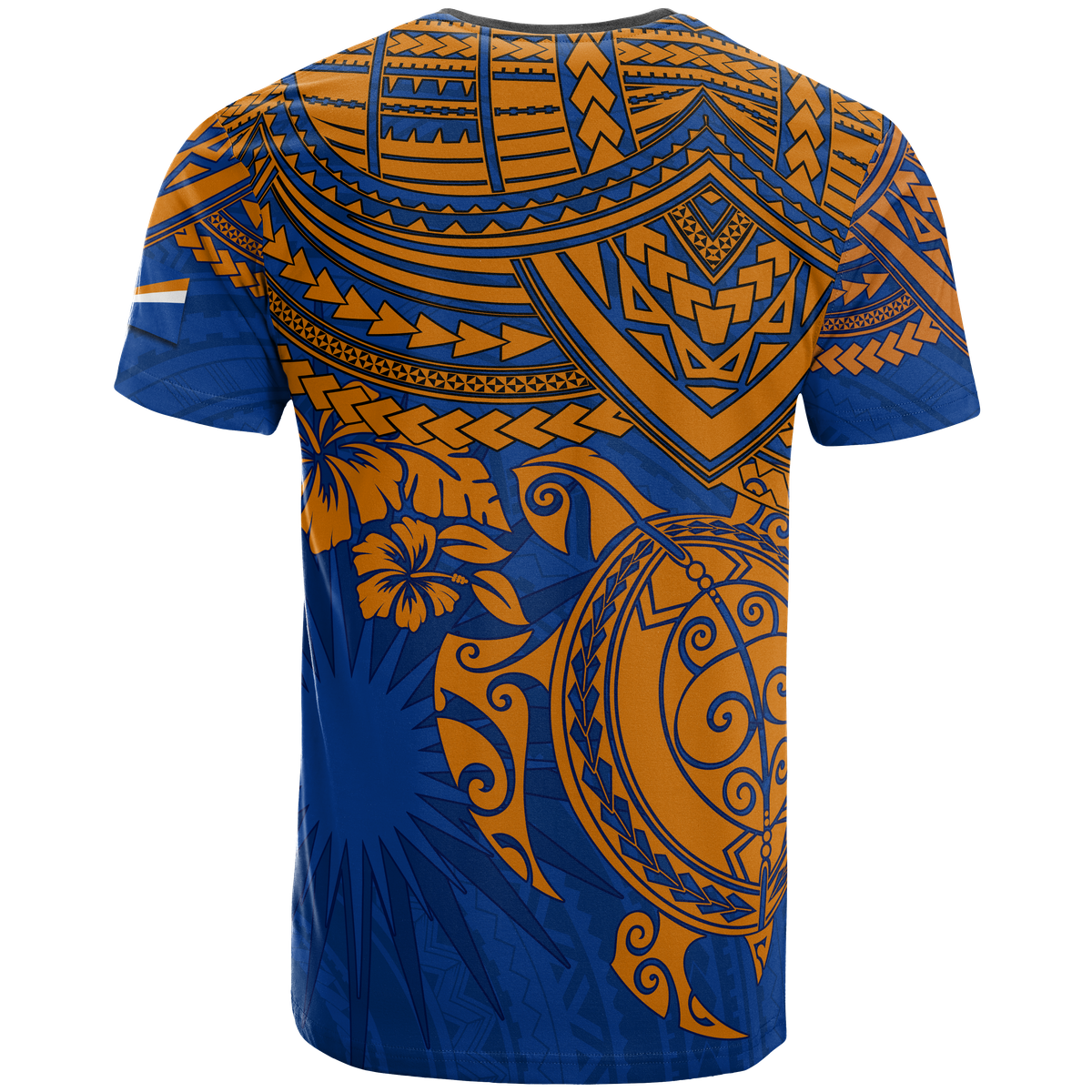 Marshall Islands Polynesian T Shirt Marshall Islands Flag Blue Turtle Hibiscus - Polynesian Pride