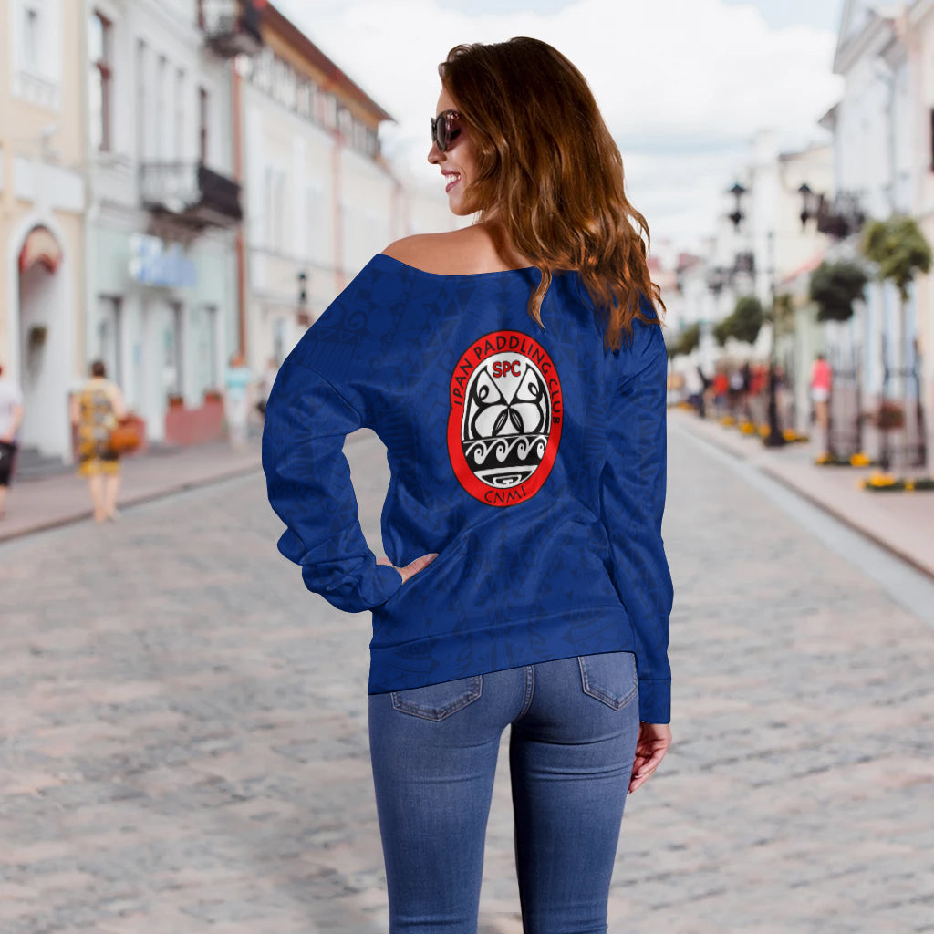 Saipan Paddling Club Spc Women's Off Shoulder Sweater - LT12 - Polynesian Pride