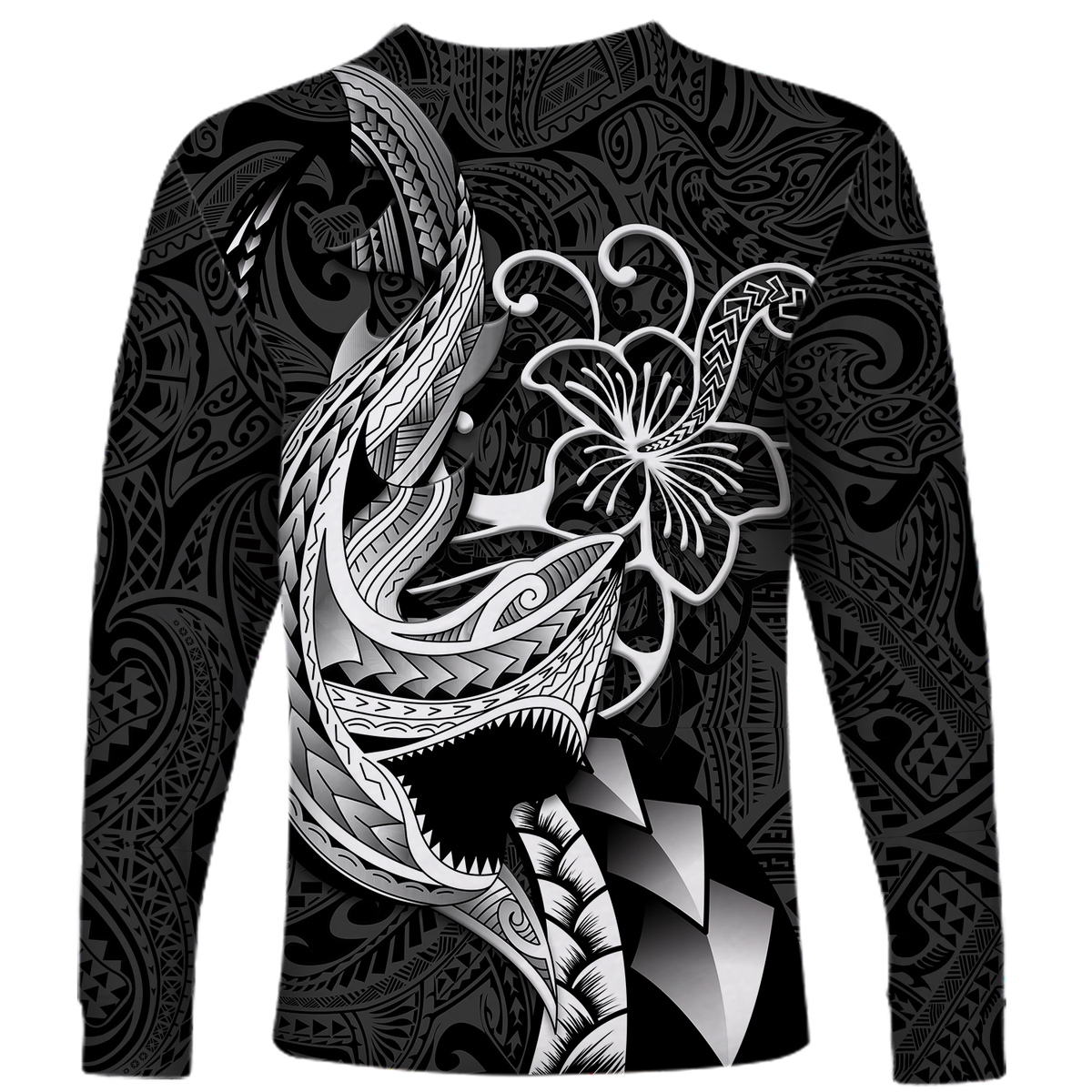 Polynesian Shark Tattoo Hawaii Tribal Long Sleeve Shirt - LT12 - Polynesian Pride