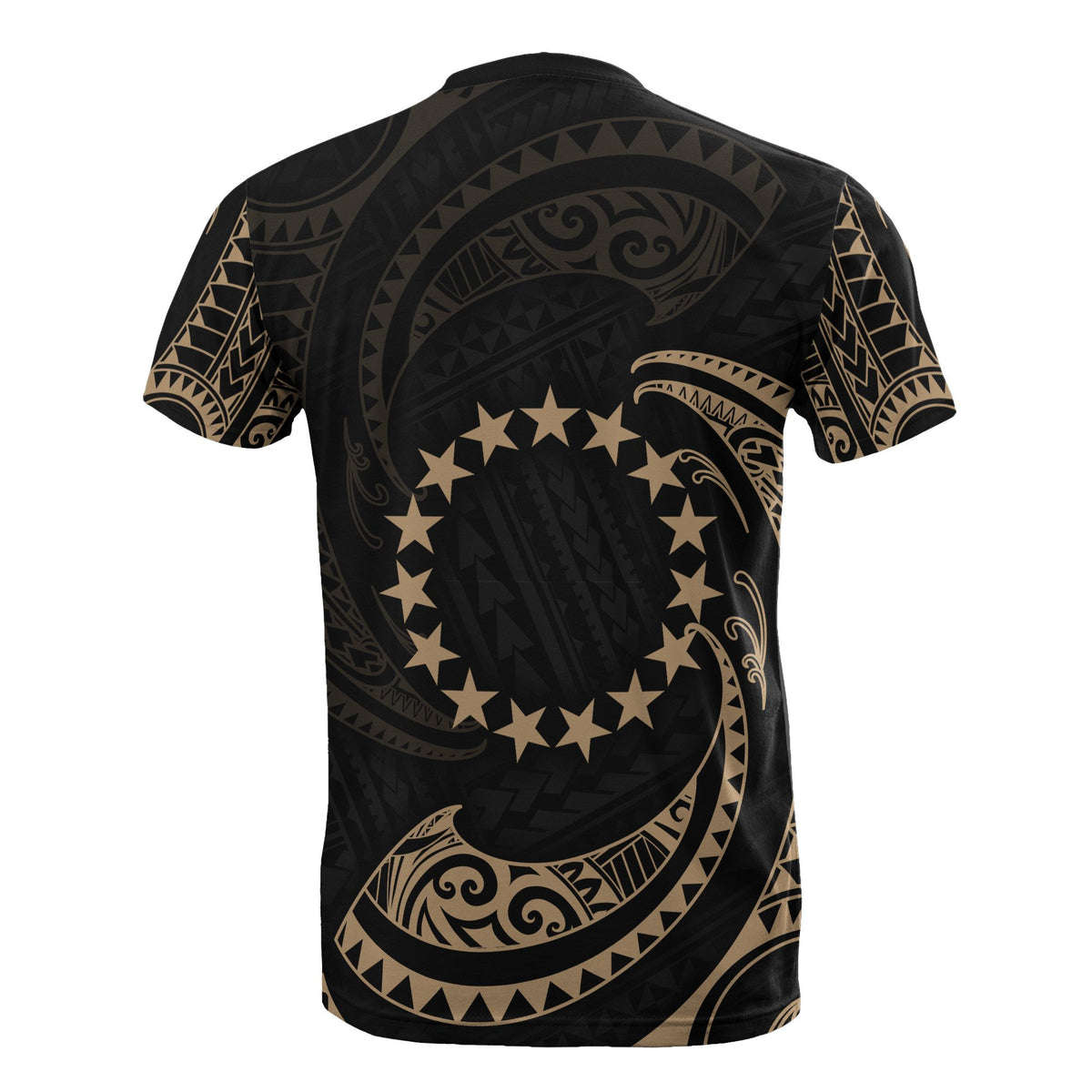 Cook Islands Polynesian T Shirt Gold Tribal Wave - Polynesian Pride