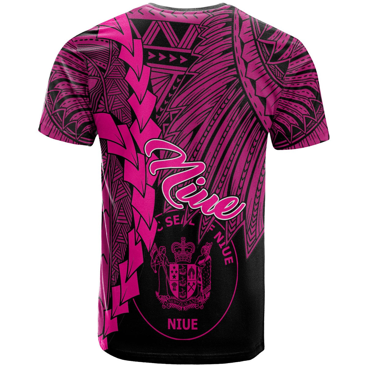 Niue Polynesian T Shirt Tribal Wave Tattoo Pink - Polynesian Pride