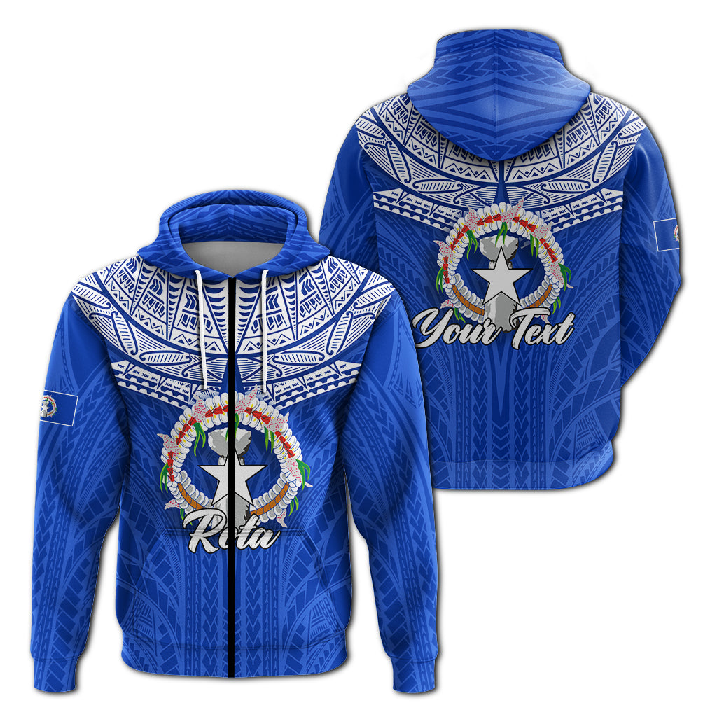Custom Northern Mariana Islands Rota Zip Hoodie LT12 Unisex Blue - Polynesian Pride
