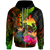 Papua New Guinea Polynesian Zip up Hoodie Hibiscus and Banana Leaves Unisex Reggae - Polynesian Pride