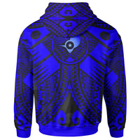 Yap Custom Zip up Hoodie Blue Seal with Polynesian Tattoo - Polynesian Pride