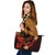 Guam Polynesian Leather Tote Bag - Plumeria Flowers And Waves - Polynesian Pride