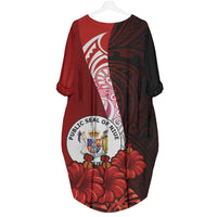 Niue Polynesian Custom Personalised Batwing Pocket Dress - Hibiscus With Coat Of Arm - Polynesian Pride