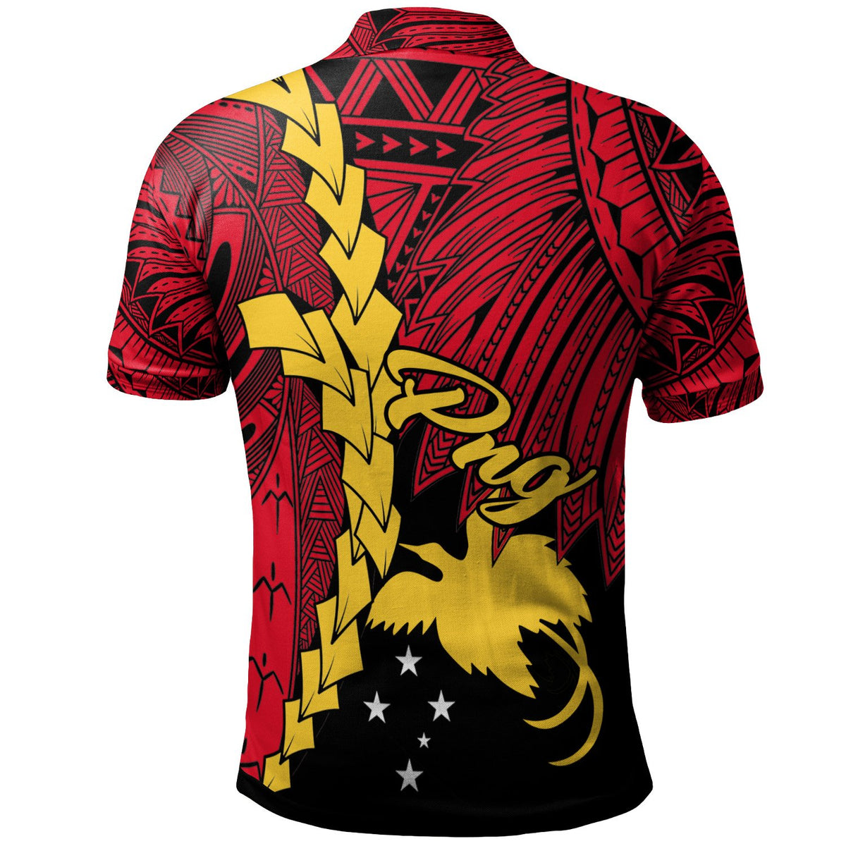 Papua New Guinea Polynesian Custom Polo Shirt Tribal Wave Tattoo Flag Color - Polynesian Pride