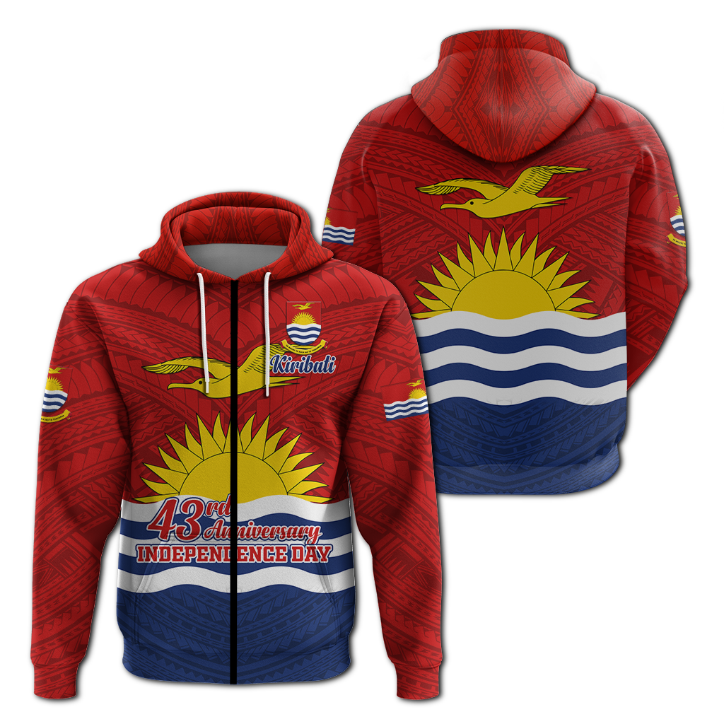 Kiribati 43rd Independence Celebrations Hoodie LT12 Zip Hoodie Blue - Polynesian Pride