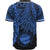 Northern Mariana Islands Polynesian Baseball Shirt - Tribal Wave Tattoo Blue - Polynesian Pride