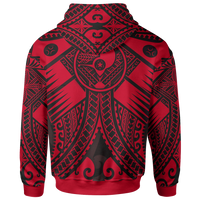 YAP Zip up Hoodie Red Seal with Polynesian Tattoo - Polynesian Pride