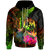 Tonga Polynesian Zip up Hoodie Hibiscus and Banana Leaves Unisex Reggae - Polynesian Pride