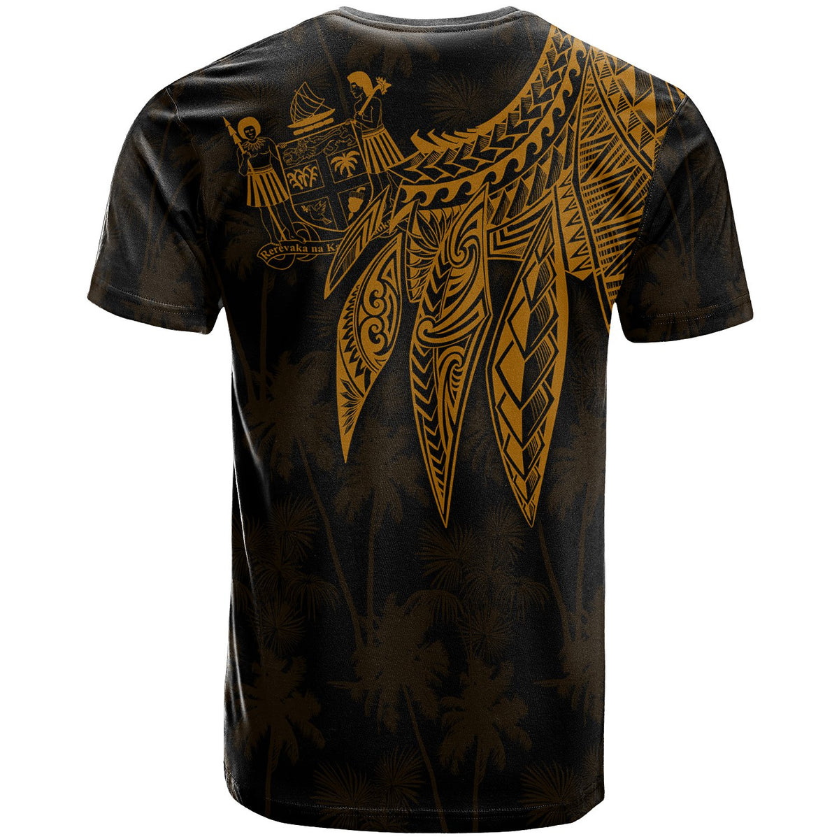 Fiji Custom T Shirt Polynesian Wings (Golden) - Polynesian Pride