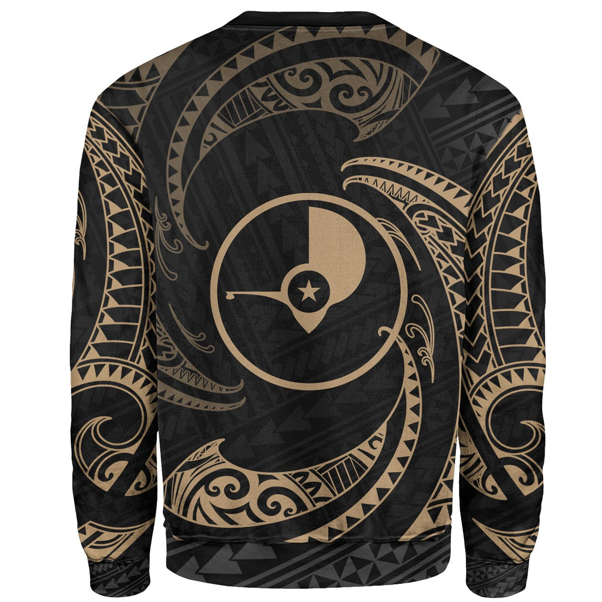 Yap Micronesia Custom Personalised Sweater - Gold Tribal Wave - Polynesian Pride