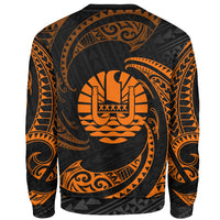 Tahiti Polynesian Sweater - Orange Tribal Wave - Polynesian Pride