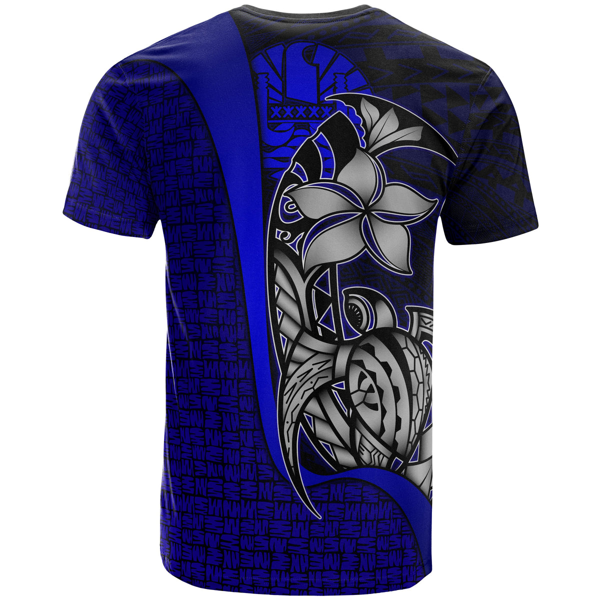 Tahiti Polynesian T Shirt Blue Turtle with Hook - Polynesian Pride