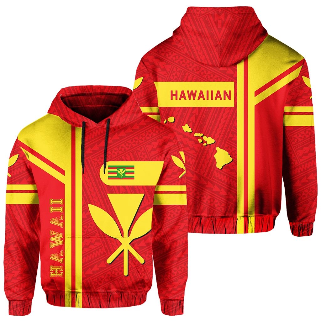 Kanaka Maoli Flag Polynesian Hoodie Morale Style Unisex Red - Polynesian Pride