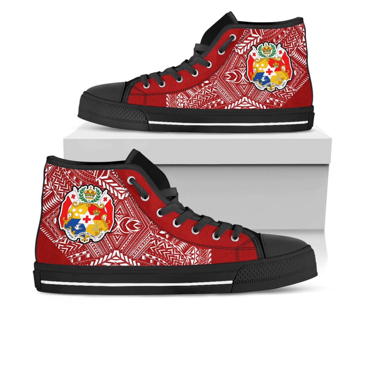 Tonga High Top Shoes - Polynesian Design Unisex White - Polynesian Pride