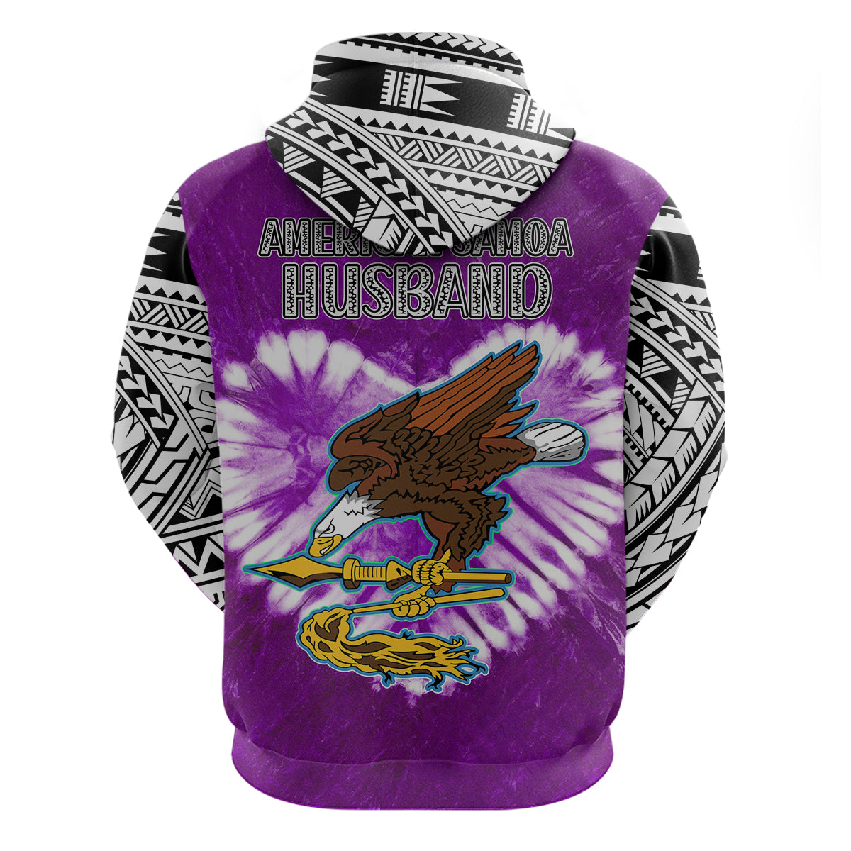 Custom American Samoa Hoodie Couple Polynesian Turtles Valentine HUSBand and WIFE Tie Dye Purple LT13 No Women - Polynesian Pride