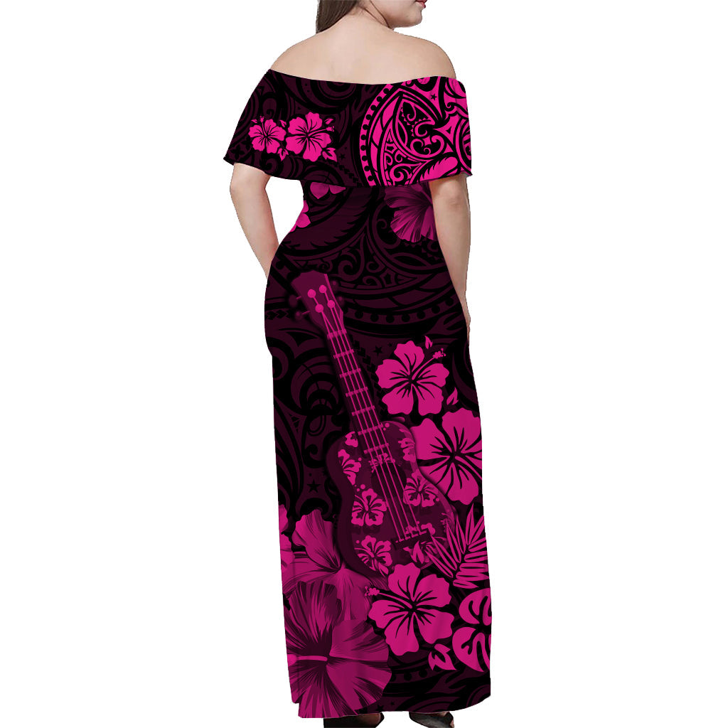 Hawaii Matching Dress and Hawaiian Shirt Polynesia Pink Ukulele Flowers LT13 - Polynesian Pride