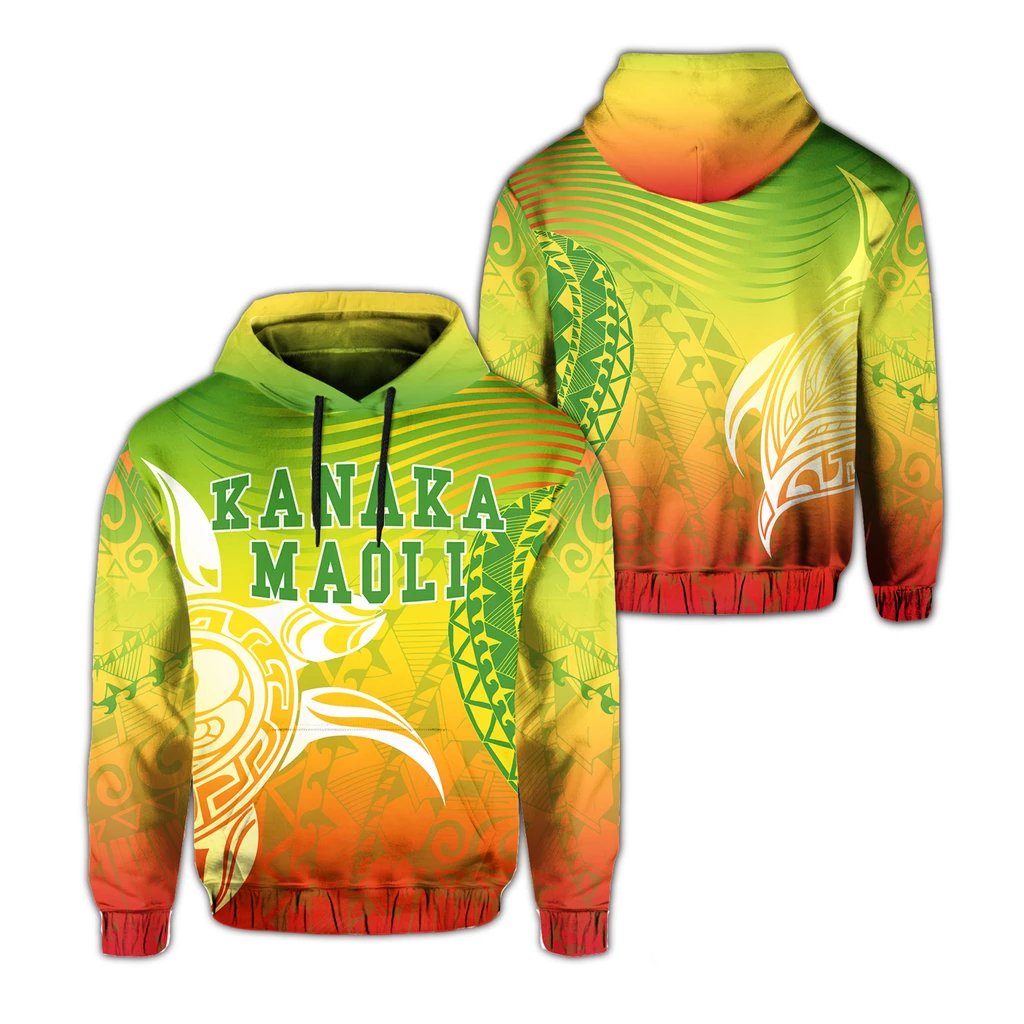 Kanaka Maoli Polynesian Hoodie Turtle Style Unisex Green - Polynesian Pride