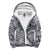 Hawaiian Pattern Sherpa Hoodie Black and White - Polynesian Pride