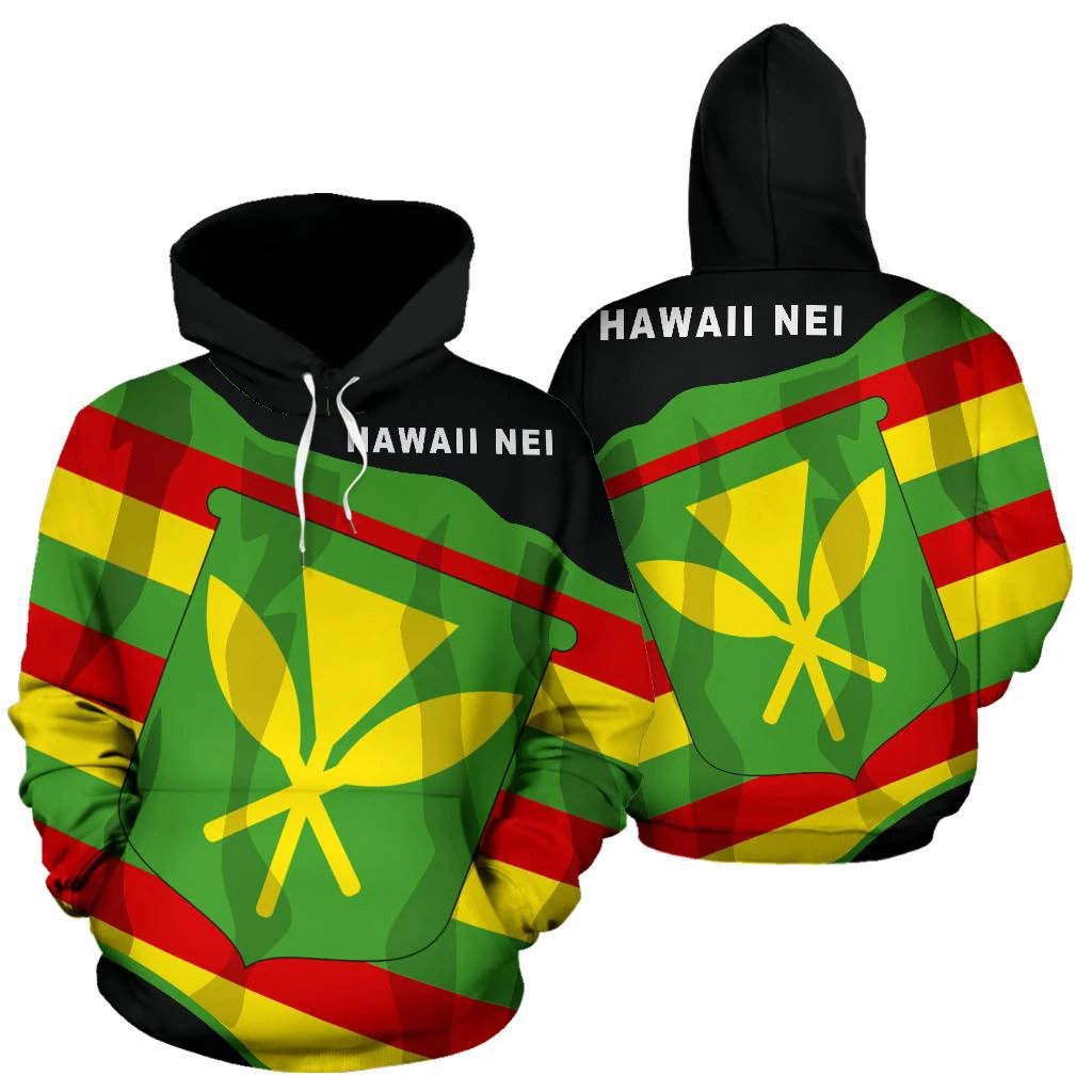 Hawaiian Kanaka Maoli Flag Hoodie Unisex Black - Polynesian Pride