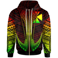 Wallis and Futuna Custom Zip Hoodie Fish Hook Unisex Red - Polynesian Pride