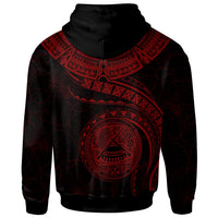 American Samoa Polynesian Custom Zip up Hoodie American Samoan Waves (Red) - Polynesian Pride