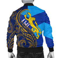 Fiji Bomber Jacket - Flag's Color With Gold Polynesian Pattern - LT20 - Polynesian Pride