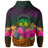 Polynesian Hawaii Zip up Hoodie Summer Hibiscus - Polynesian Pride