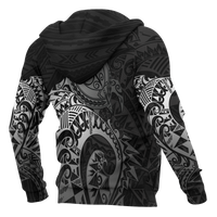 American Samoa Polynesian Zip up Hoodie Polynesian Turtle (Silver) - Polynesian Pride