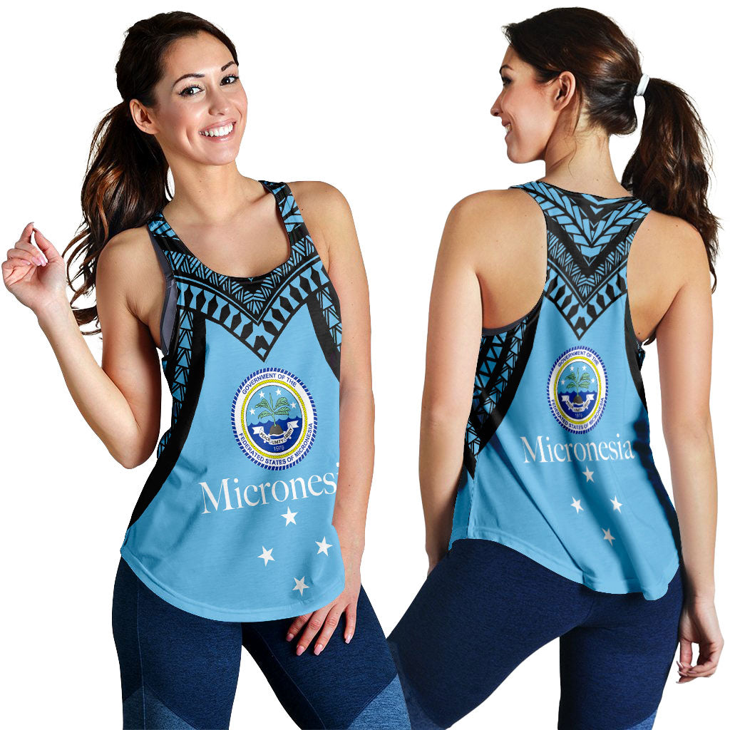 Federated States of Micronesia Women Tank Top - Micronesia Pattern - LT12 Blue - Polynesian Pride