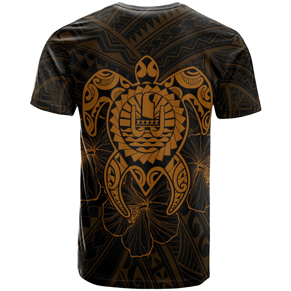 Tahiti Polynesian T Shirt Vintage Polynesian Turtle (Golden) - Polynesian Pride