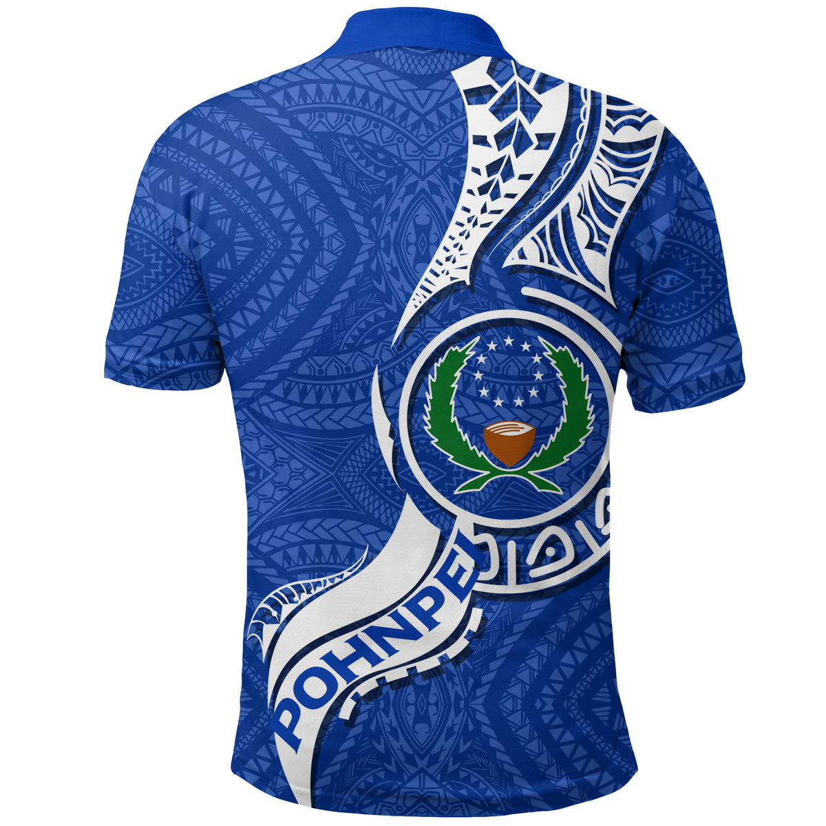 Pohnpei Polo Shirt Micronesia Pride Blue LT12 - Polynesian Pride