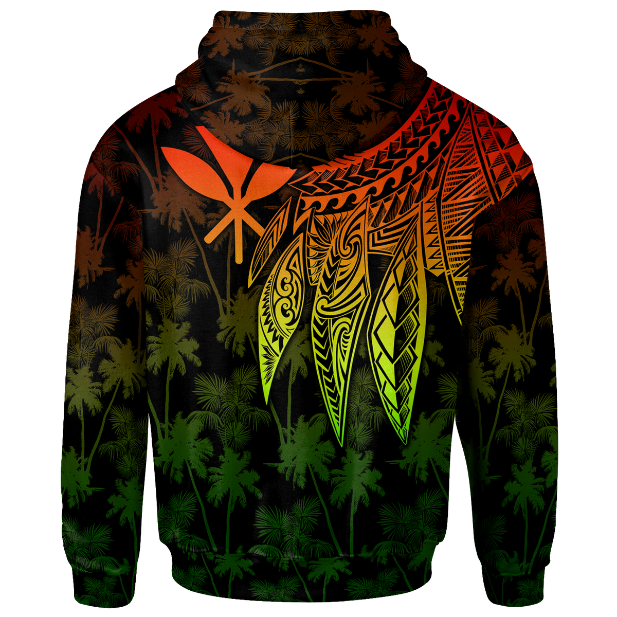 Polynesian Hawaii Kanaka Maoli Hoodie Polynesian Wings (Reggae) - Polynesian Pride