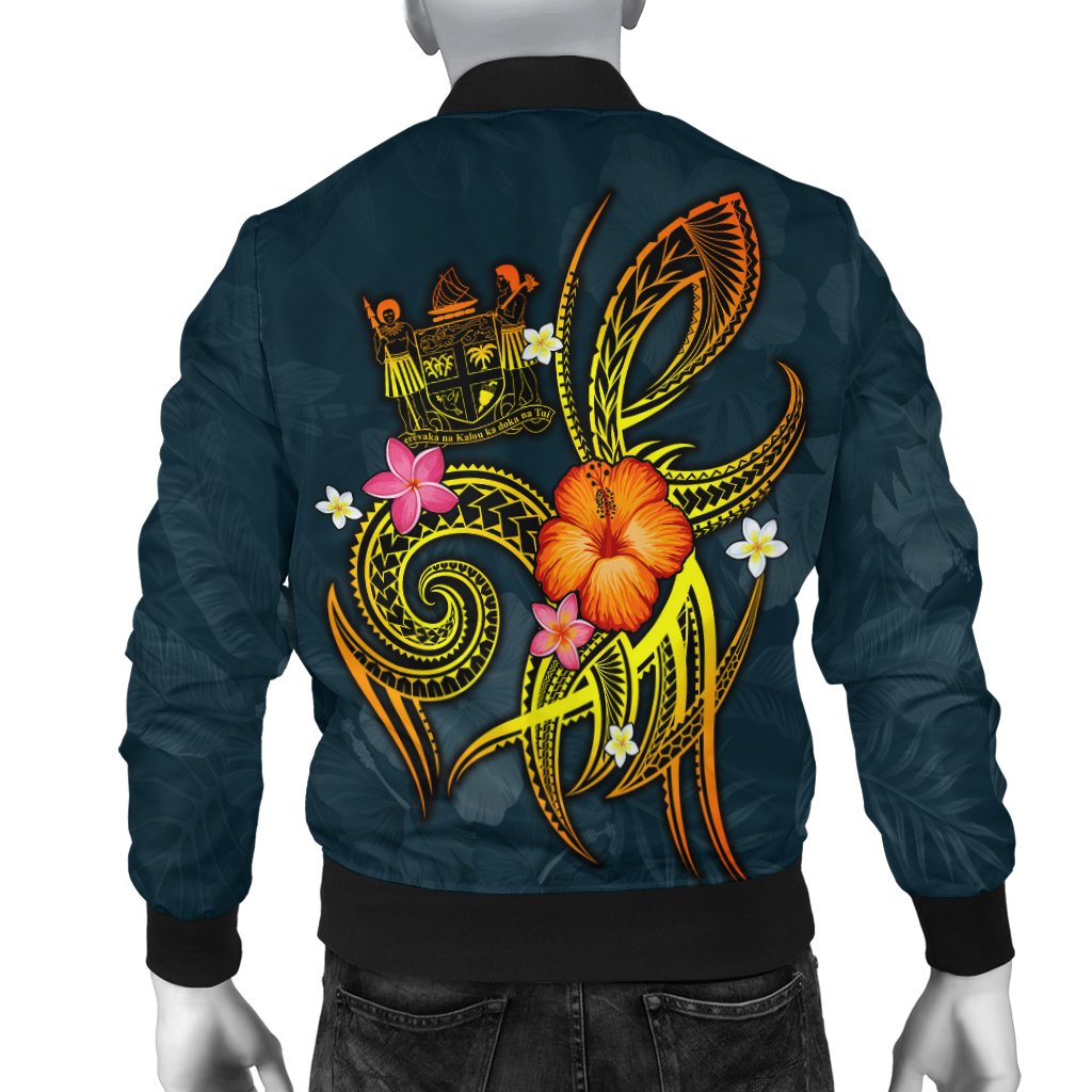 Fiji Polynesian Personalised Men's Bomber Jacket - Legend of Fiji (Blue) - Polynesian Pride