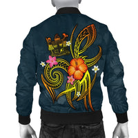 Fiji Polynesian Personalised Men's Bomber Jacket - Legend of Fiji (Blue) - Polynesian Pride