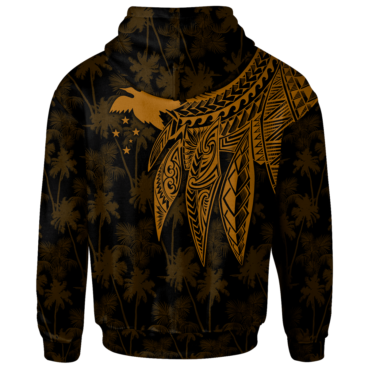 Papua New Guinea Custom Hoodie Polynesian Wings (Golden) - Polynesian Pride