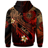 Tahiti Polynesian Zip up Hoodie Plumeria Flowers and Waves - Polynesian Pride