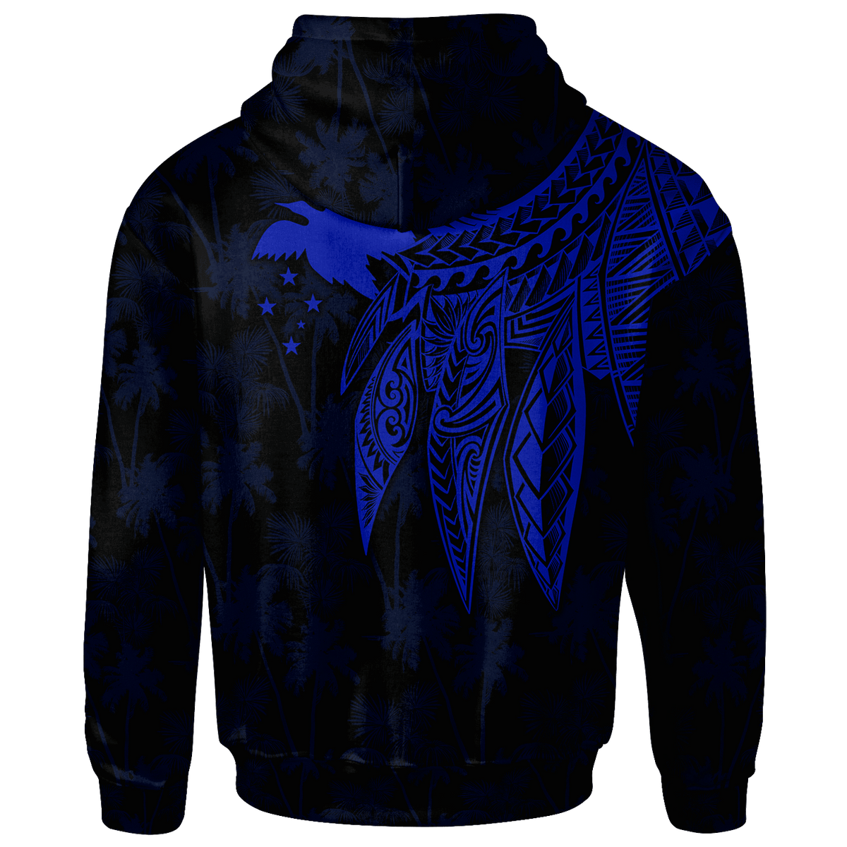 Papua New Guinea Custom Hoodie Polynesian Wings (Blue) - Polynesian Pride