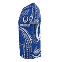 Pohnpei Micronesia All Over T Shirt Blue Tribal Wave - Polynesian Pride