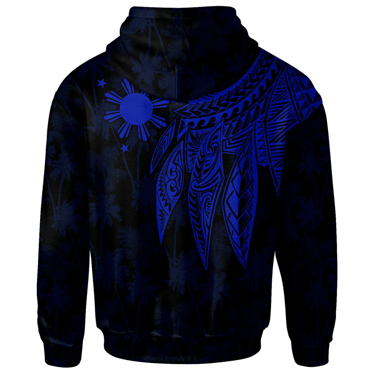 The Philippines Custom Hoodie Polynesian Wings (Blue) - Polynesian Pride
